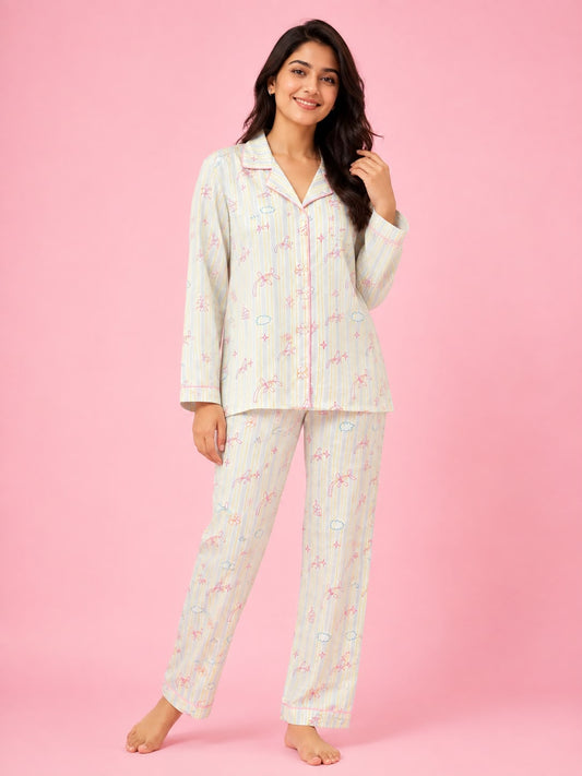 Blush Reverie Satin Night Suit