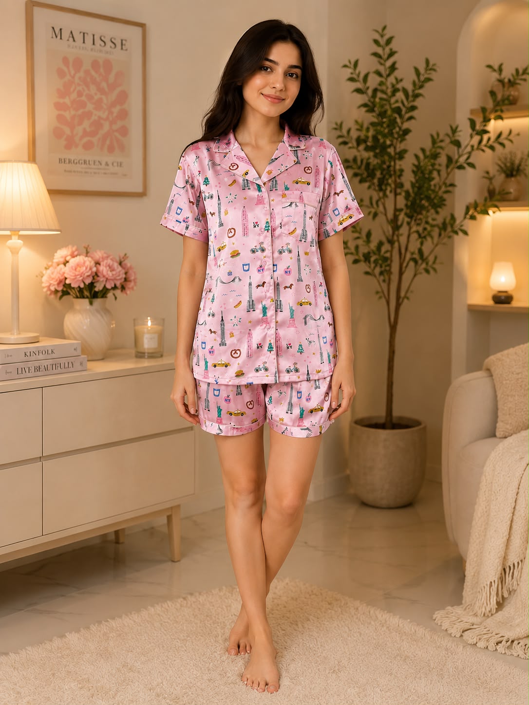 NewYork Dreams Satin Night Suit