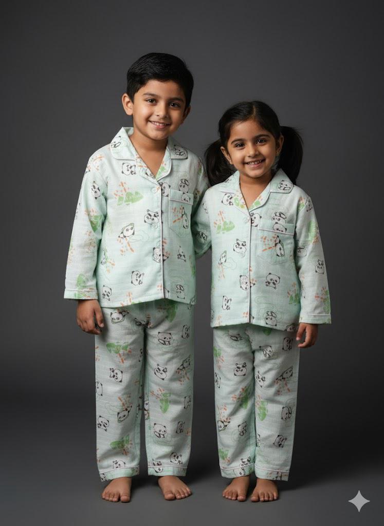 Panda Dreams Muslin Night Suit