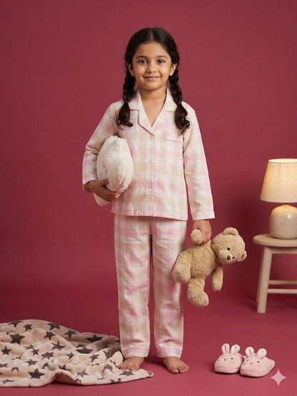 Dreamy Pink Checks Nightsuit