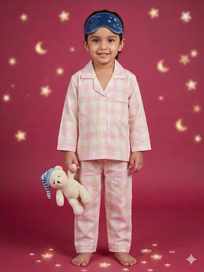 Dreamy Pink Checks Nightsuit