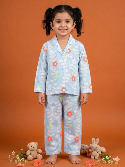 Blue Blossom Dreams Night Suit