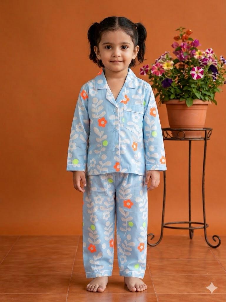 Blue Blossom Dreams Night Suit