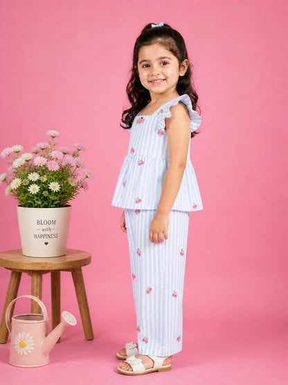 Cherry Breeze Blue Lining Coord Set