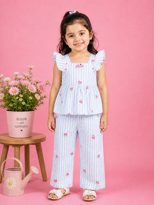 Cherry Breeze Blue Lining Coord Set