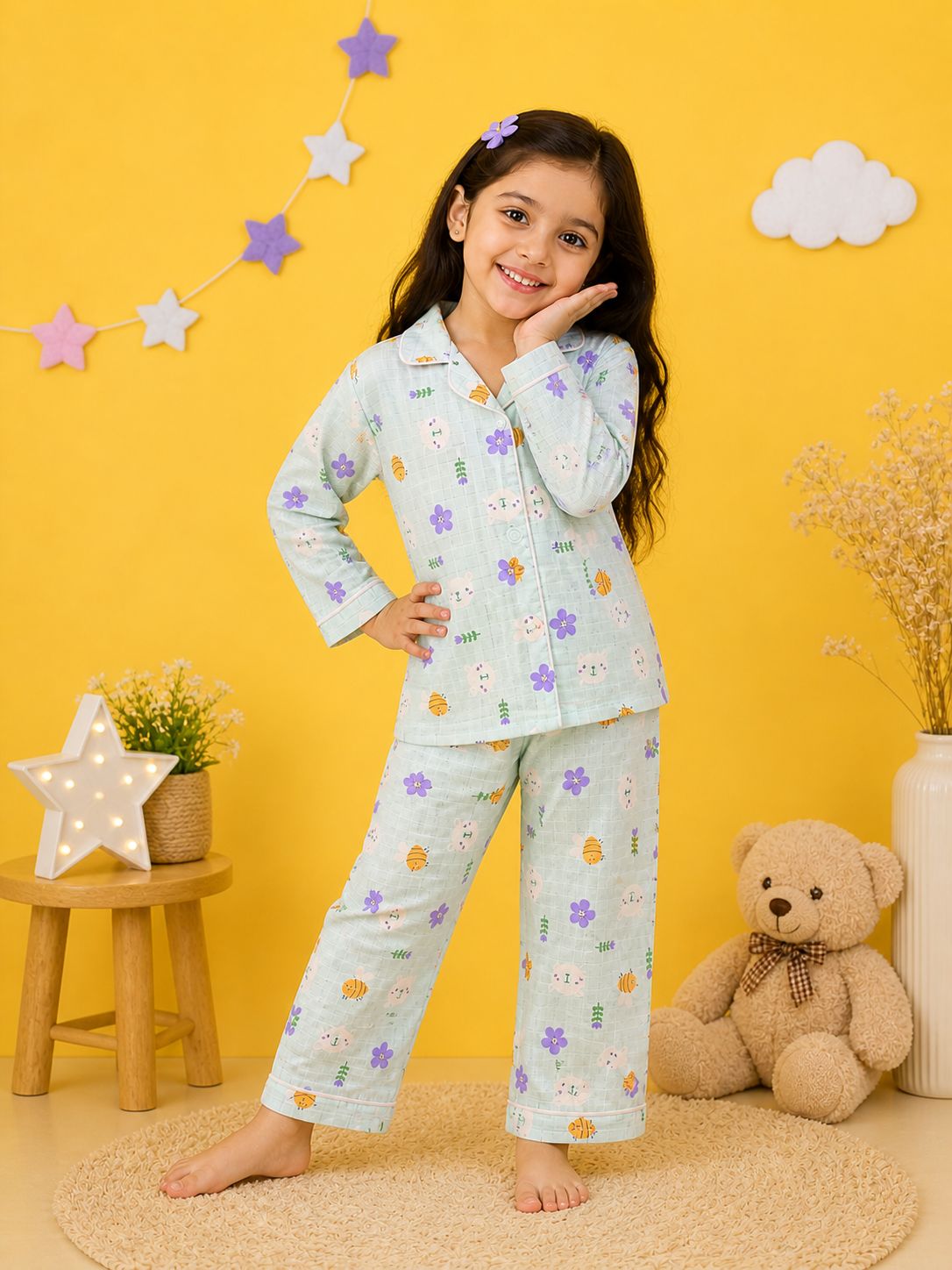 Bumble Bee Dreams Muslin Night Suit