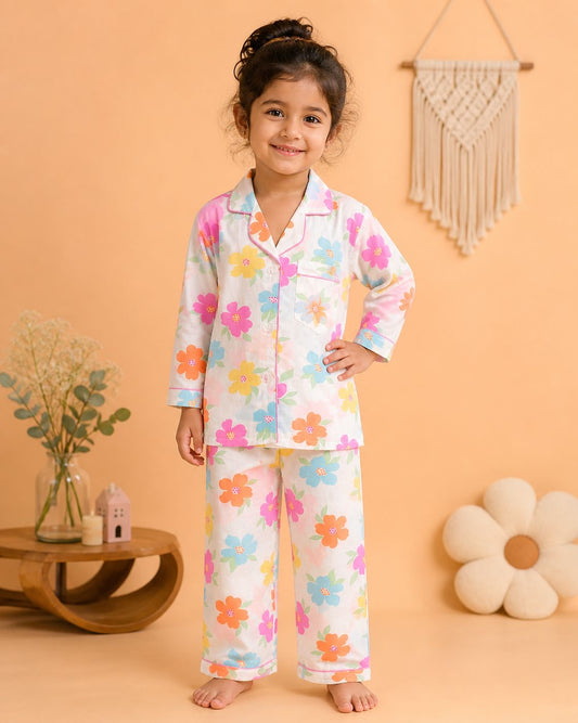 Neon Blossom Dreams Night Suit