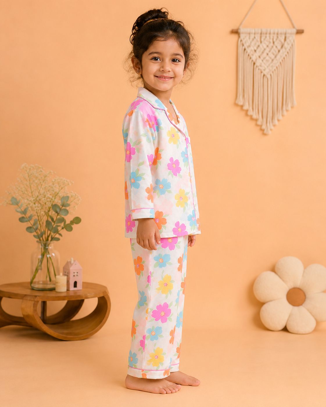 Neon Blossom Dreams Night Suit