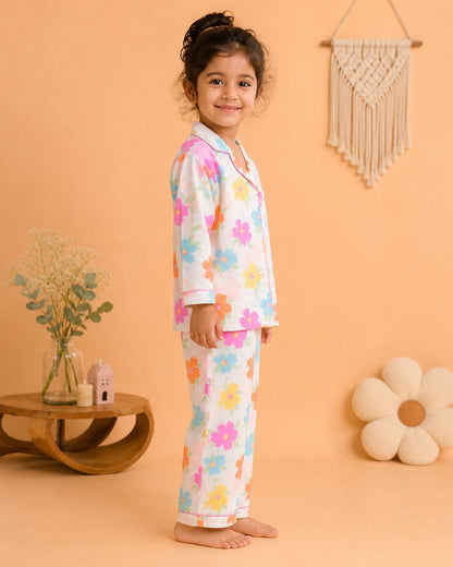 Neon Blossom Dreams Night Suit
