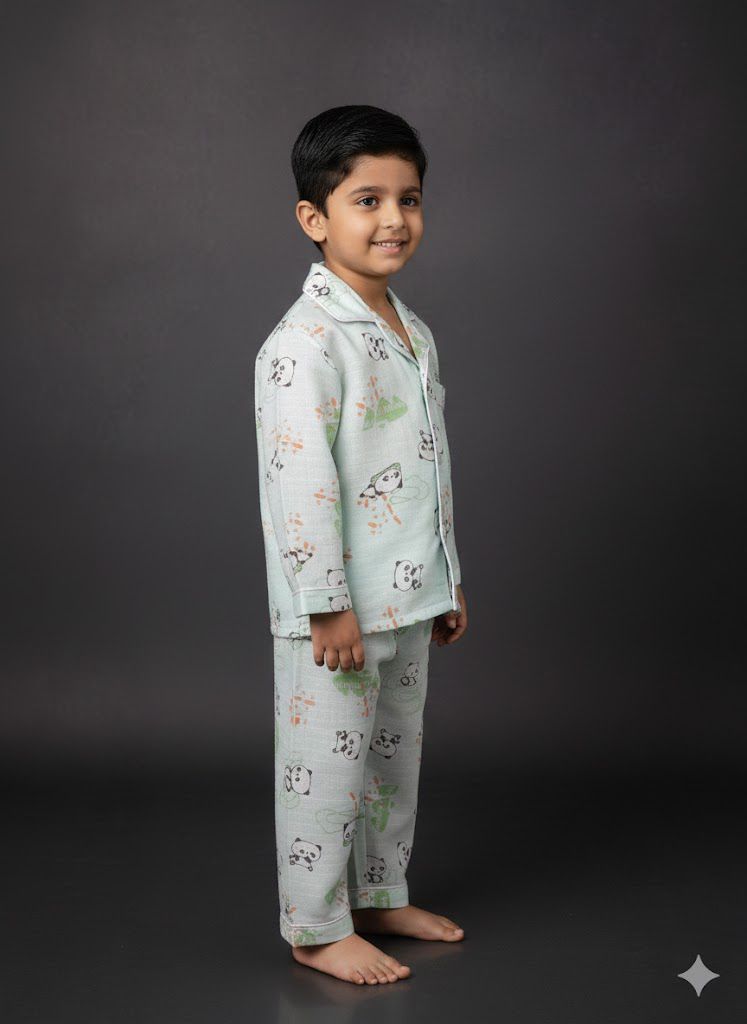 Panda Dreams Muslin Night Suit