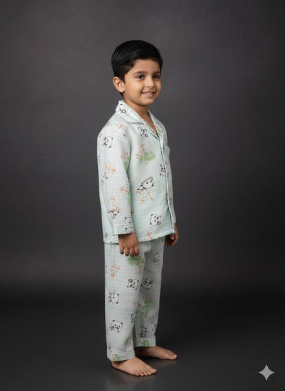 Panda Dreams Muslin Night Suit