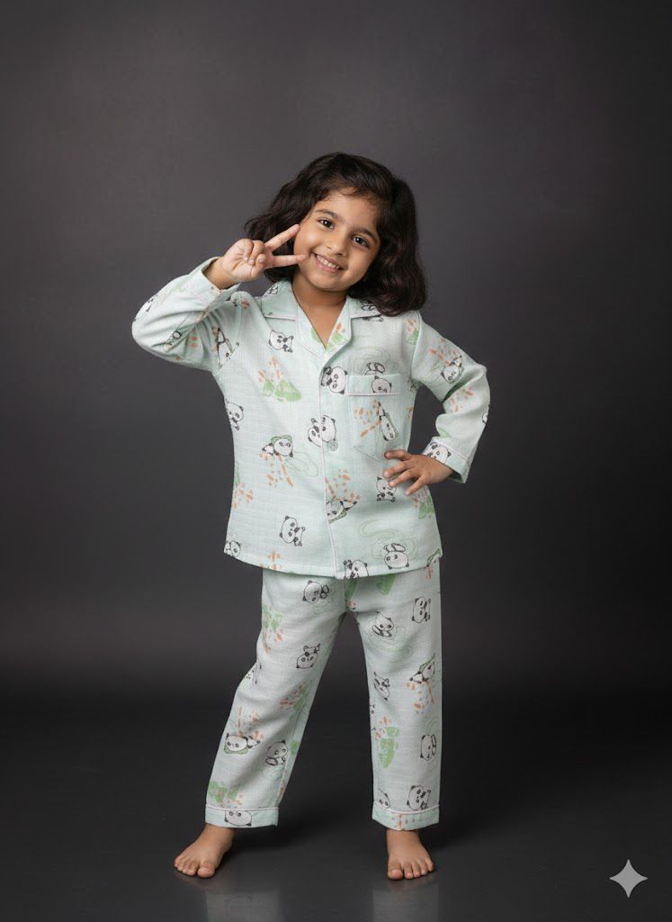 Panda Dreams Muslin Night Suit