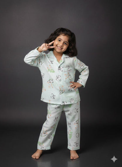 Panda Dreams Muslin Night Suit