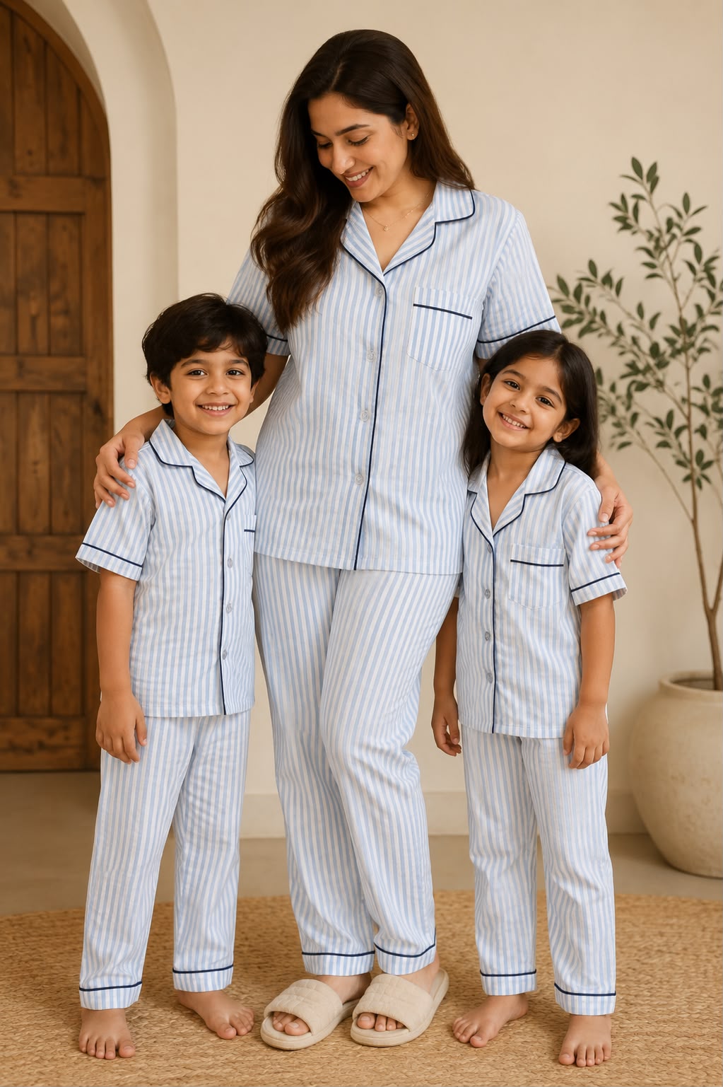 Skyline Stripes Twinning Night Suit