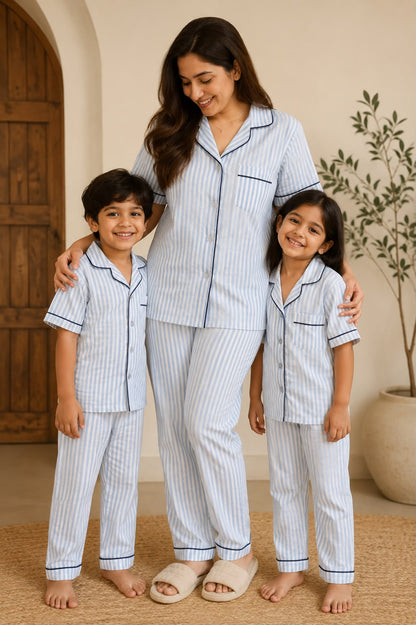 Skyline Stripes Twinning Night Suit