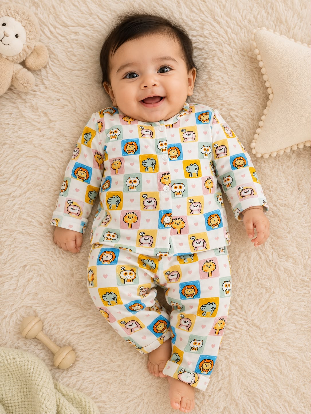 Animal block adventure infant Playsuit
