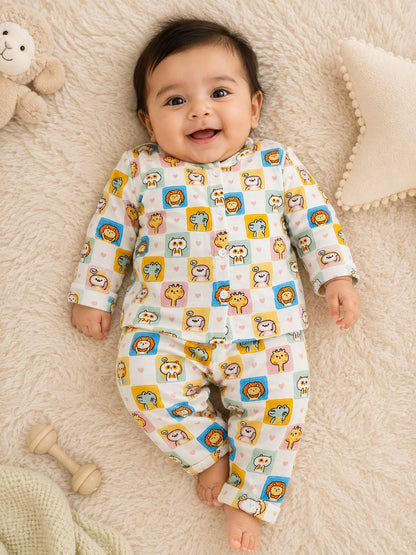 Animal block adventure infant Playsuit