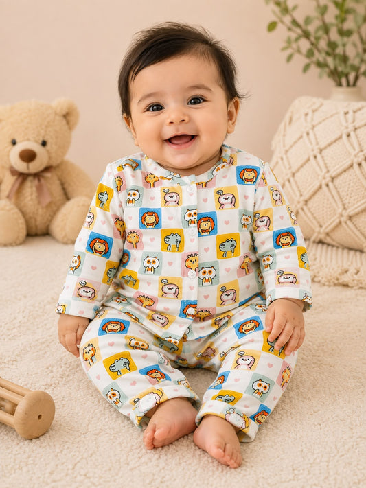 Animal block adventure infant Playsuit