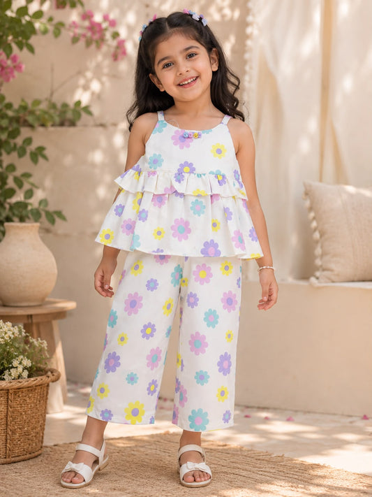 Flower Pop White Coord Set