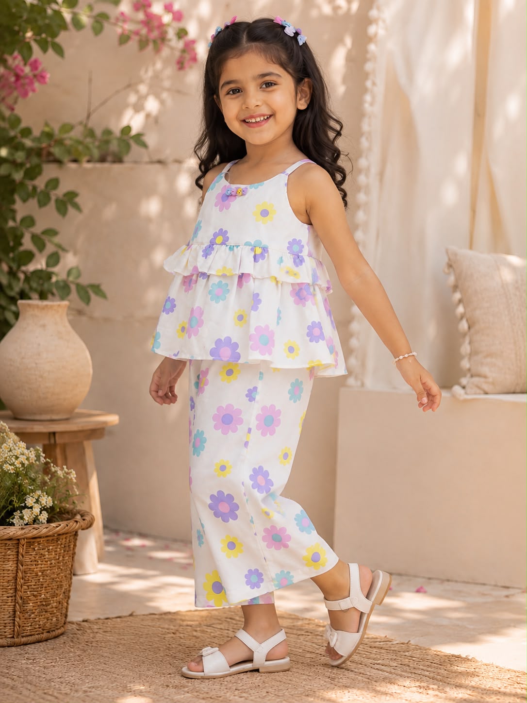Flower Pop White Coord Set