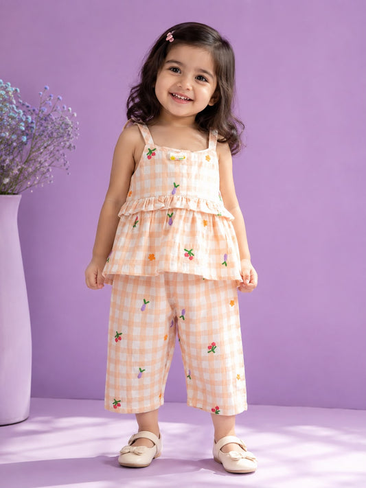 Gingham Garden  Orange Coord Set
