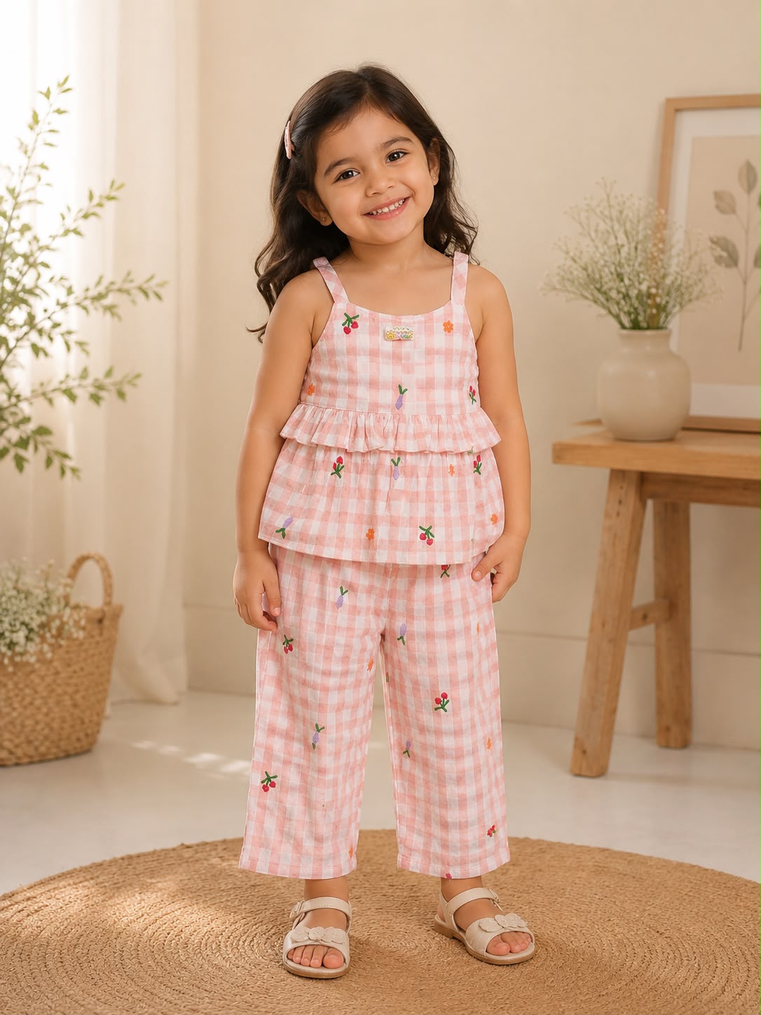 Gingham Garden  Orange Coord Set
