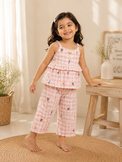 Gingham Garden  Orange Coord Set