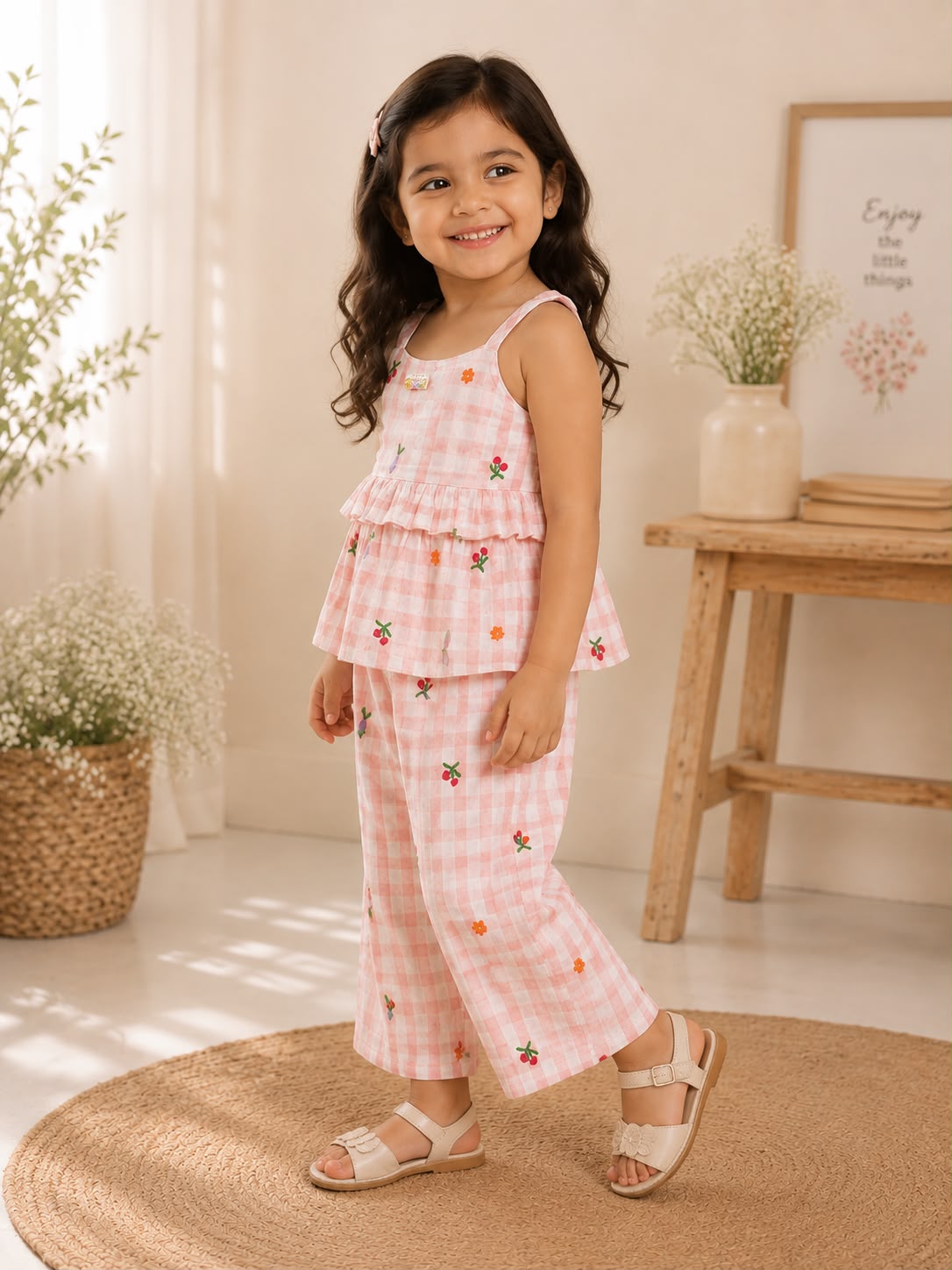 Gingham Garden  Orange Coord Set