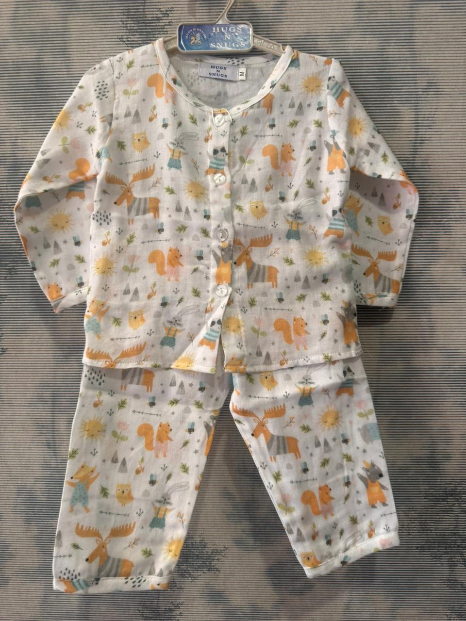 Animal Adventure White Play Night Suit