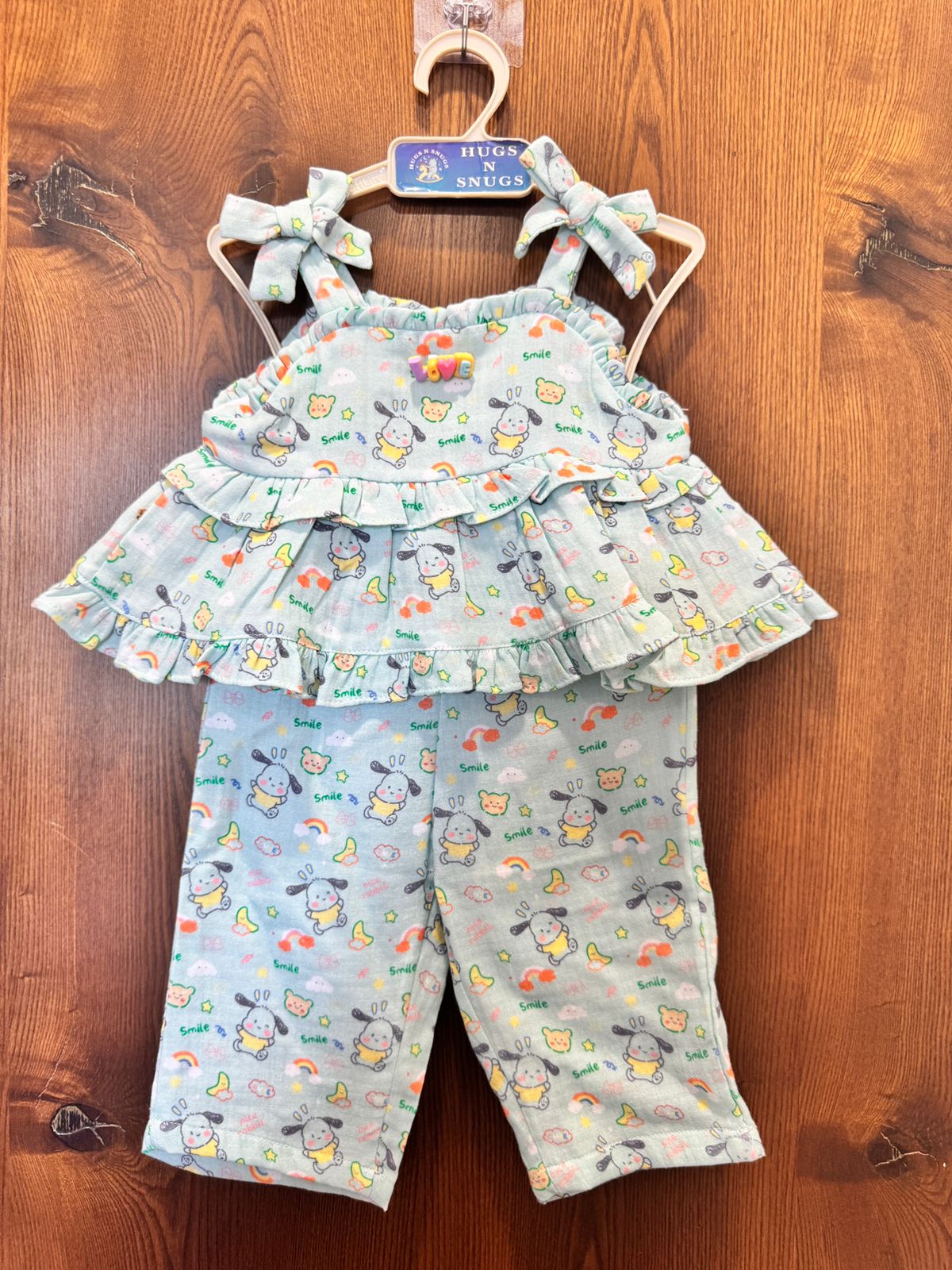 Bunny Smiles Muslin Green Coord Set