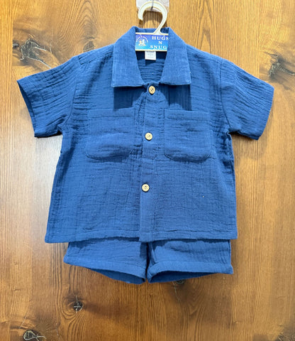 Navy Blue 100 % Muslin Cotton Boys Coord sets